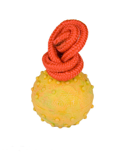 2 inch Training Dog  Ball on Rope  of Hollow Rubber -  Small