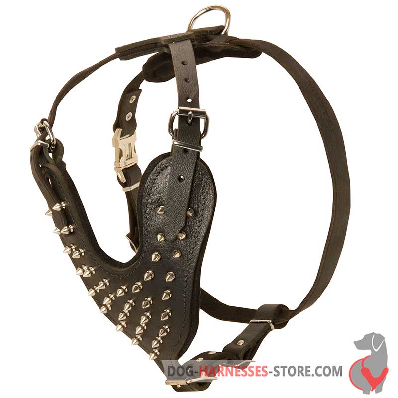 BUY Medium Top Black/Brown Spiked Leather Dog Harness