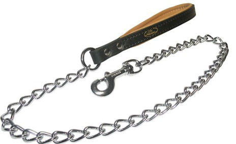 Chain Dog Leash with Leather Handle