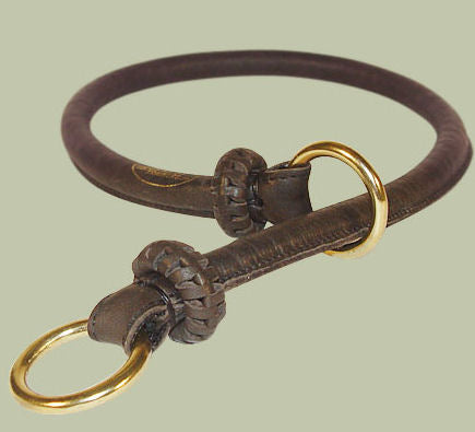 Rolled Leather/Choke Dog Collar 1/4 inch for walking dogs