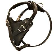 Padded Leather K9 Dog Harness w/ Sheepskin Lining 